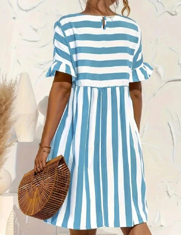 Rochie scurta SHEIN, alb/albastru