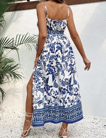 Rochie lunga SHEIN Maternity, alb/albastru