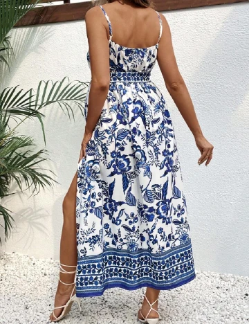 Rochie lunga SHEIN Maternity, alb/albastru