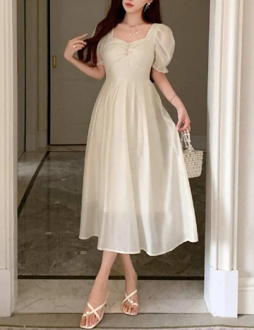 Rochie medie Dazy, ecru