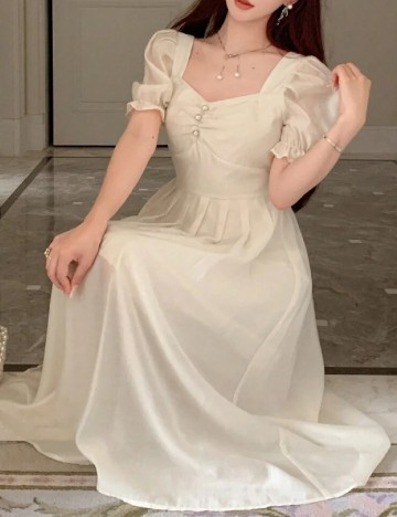 Rochie medie Dazy, ecru