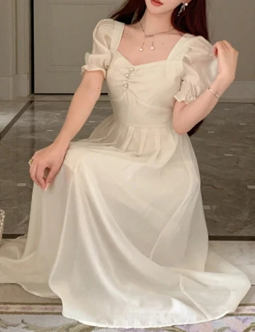 Rochie medie Dazy, ecru