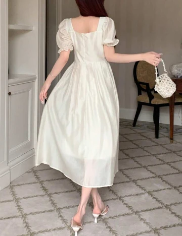 Rochie medie Dazy, ecru