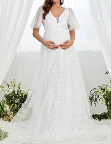 Rochie lunga Faeriesty Maternity, alb