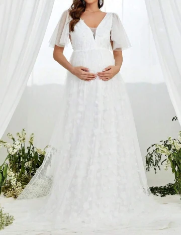 Rochie lunga Faeriesty Maternity, alb
