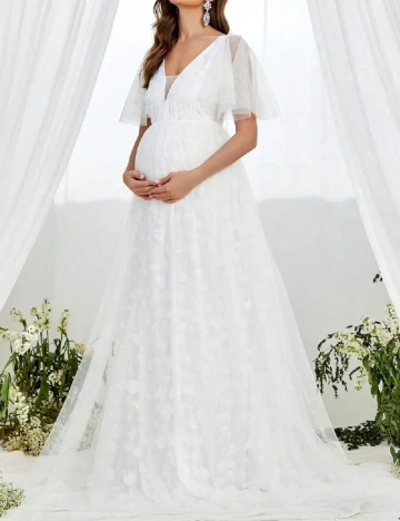 Rochie lunga Faeriesty Maternity, alb