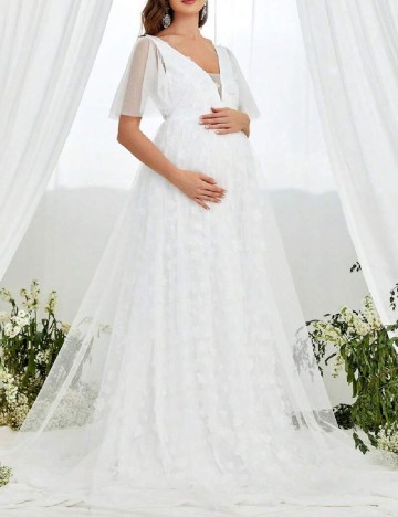 Rochie lunga Faeriesty Maternity, alb
