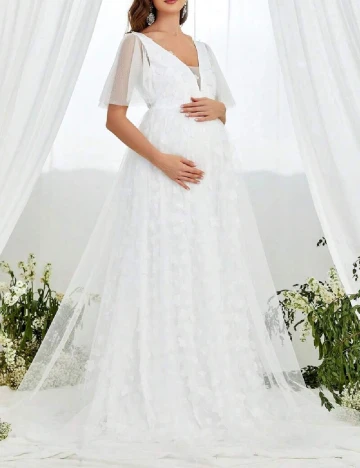 Rochie lunga Faeriesty Maternity, alb