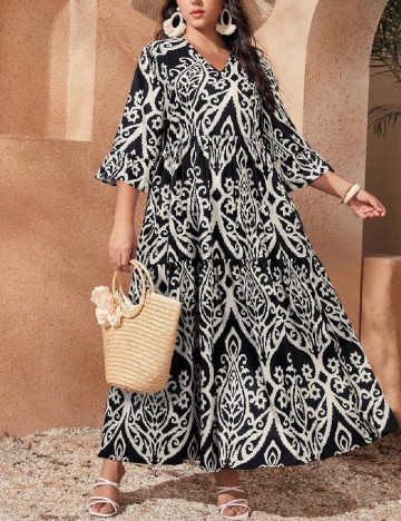 
						Rochie lunga SHEIN CURVE, alb/negru