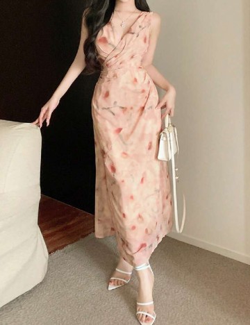 Rochie lunga Dazy, maro