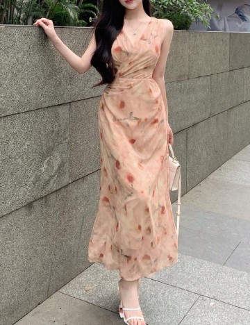 Rochie lunga Dazy, maro