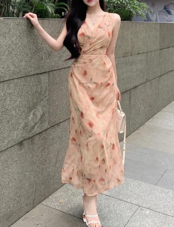 Rochie lunga Dazy, maro