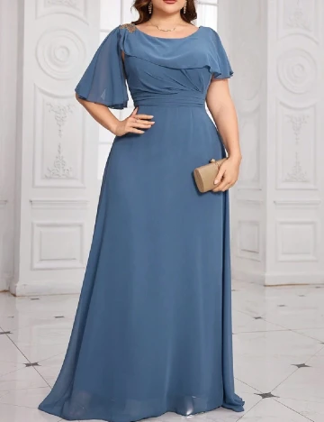 Rochie lunga UNITHORSE Plus Size, albastru