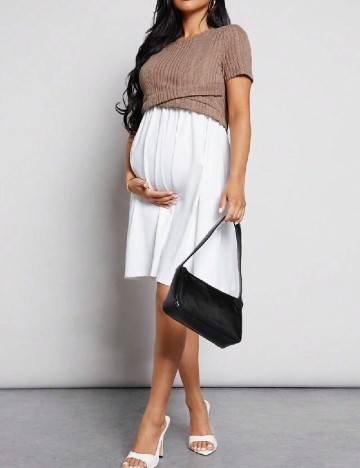 Rochie scurta SHEIN Maternity, alb