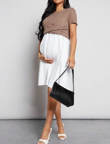 Rochie scurta SHEIN Maternity, alb