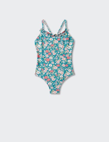 Costum de baie Mango Kids, floral print