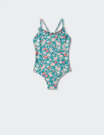 Costum de baie Mango Kids, floral print Floral print