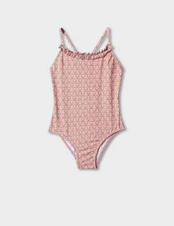 Costum de baie Mango Kids, roz pudra