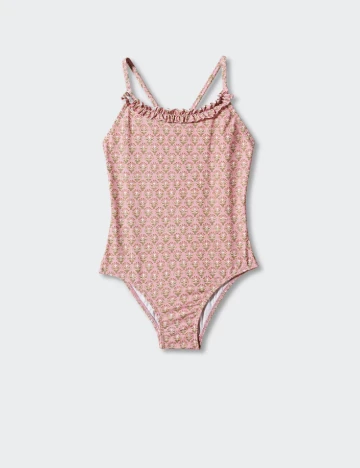 Costum de baie Mango Kids, roz pudra Roz