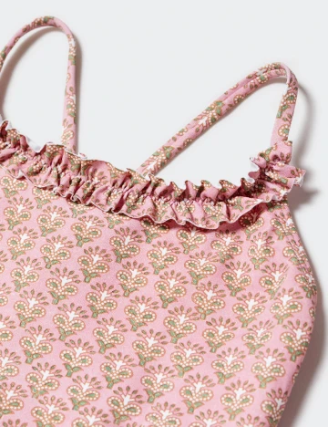 Costum de baie Mango Kids, roz pudra Roz