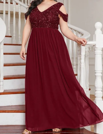 Rochie lunga UNITHORSE Plus Size, visiniu