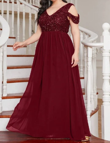 Rochie lunga UNITHORSE Plus Size, visiniu