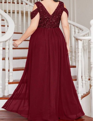 Rochie lunga UNITHORSE Plus Size, visiniu