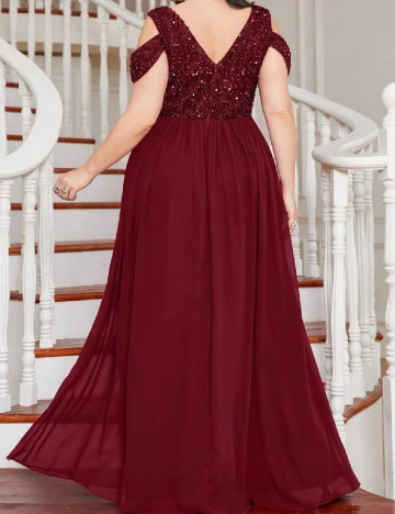 Rochie lunga UNITHORSE Plus Size, visiniu