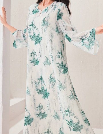 Rochie lunga SHEIN, alb/verde