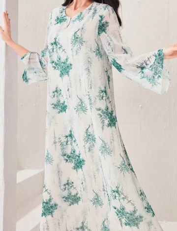 Rochie lunga SHEIN, alb/verde