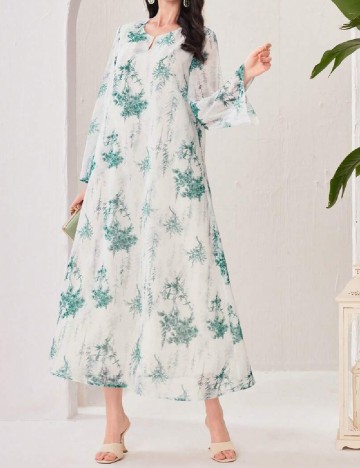 Rochie lunga SHEIN, alb/verde