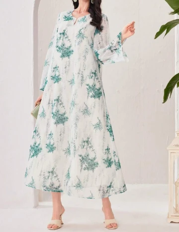 Rochie lunga SHEIN, alb/verde