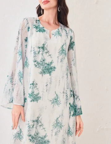 Rochie lunga SHEIN, alb/verde