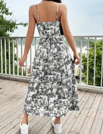 Rochie medie SHEIN, alb/gri