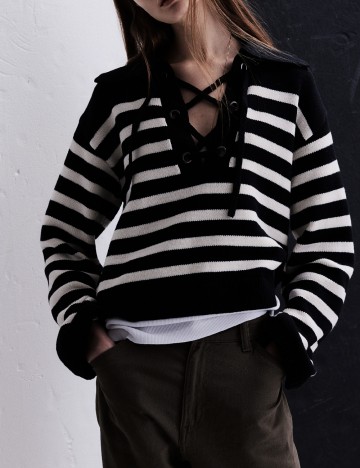 Bluza H&M, alb/negru