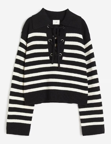 Bluza H&M, alb/negru