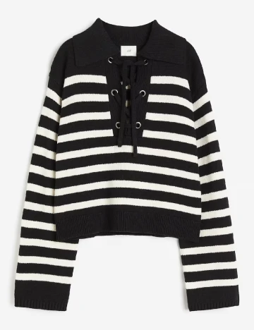 Bluza H&M, alb/negru