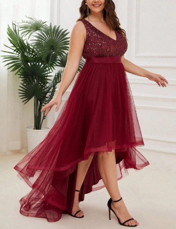 Rochie lunga Ever-Pretty Plus Size, rosu