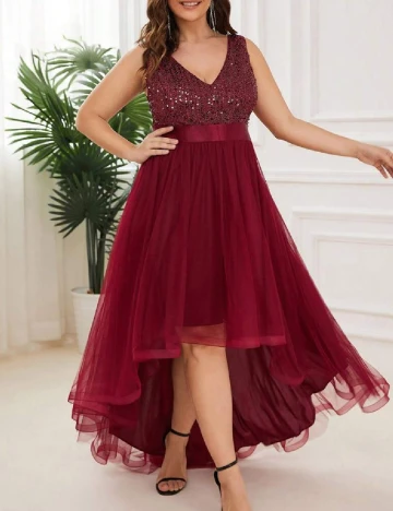 Rochie lunga Ever-Pretty Plus Size, rosu