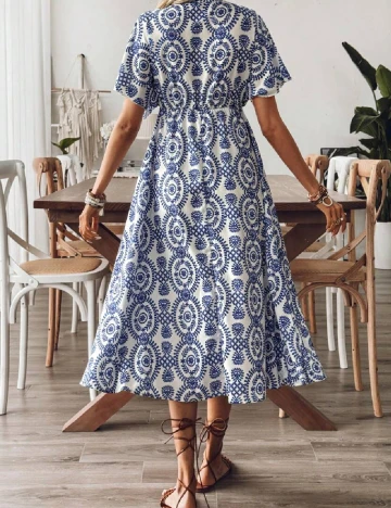 Rochie medie SHEIN, alb/albastru