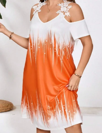Rochie scurta Emery Rose Curve, portocaliu