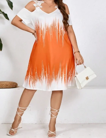 Rochie scurta Emery Rose Curve, portocaliu