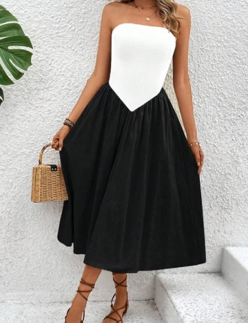 Rochie medie SHEIN, alb/negru