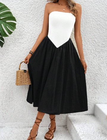 Rochie medie SHEIN, alb/negru
