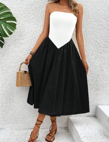 Rochie medie SHEIN, alb/negru