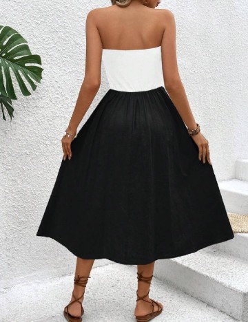 Rochie medie SHEIN, alb/negru