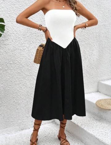 Rochie medie SHEIN, alb/negru
