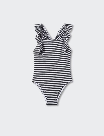 Costum de baie Mango Kids, alb/negru