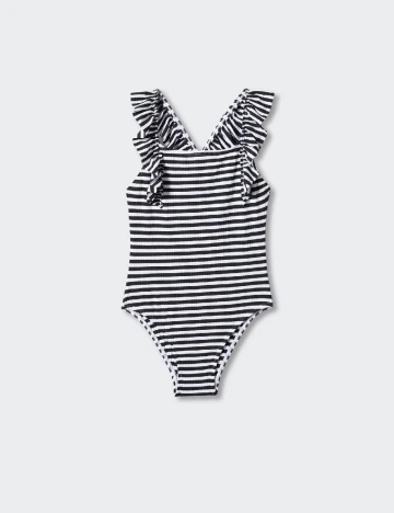 Costum de baie Mango Kids, alb/negru Alb