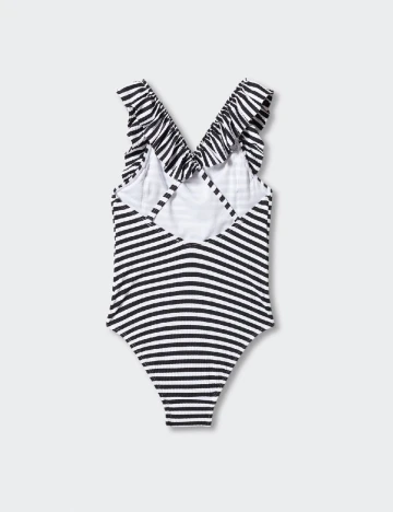 Costum de baie Mango Kids, alb/negru Alb